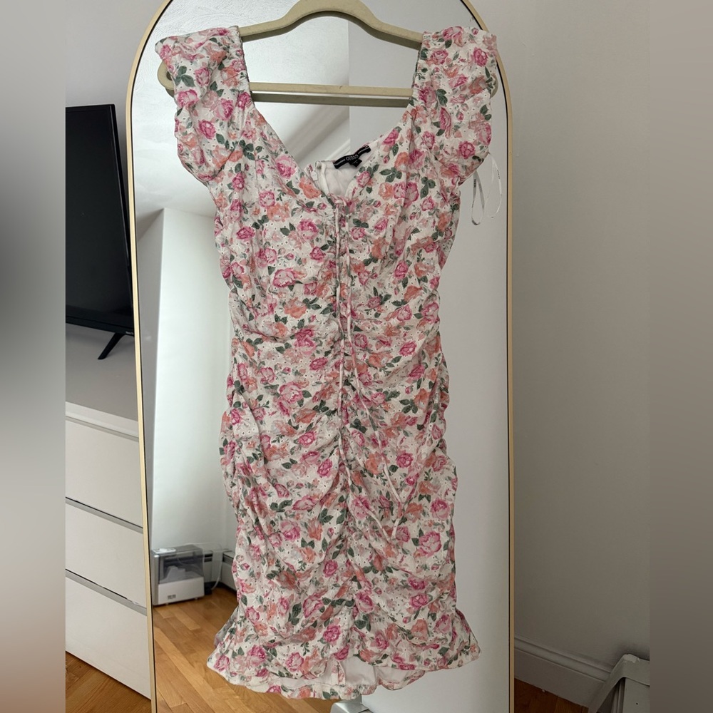 Guess Floral Mini Dress in Pink and White